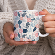 Load image into Gallery viewer, Blue and Blush Tropical Floral Pattern - Mug