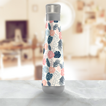 Load image into Gallery viewer, Blue and Blush Tropical Floral Peristyle Water Bottle