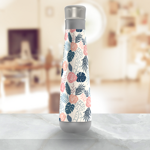 Blue and Blush Tropical Floral Peristyle Water Bottle
