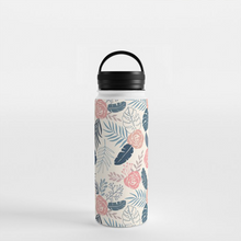 Load image into Gallery viewer, Blue &amp; Blush Tropical Floral Handle Lid Water Bottle