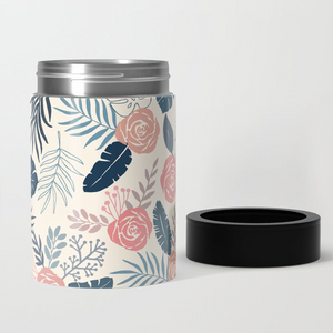 Blue and Blush Tropical Floral Can Cooler/Koozie