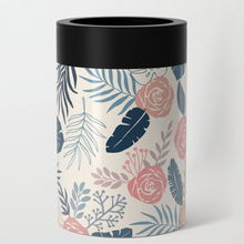 Load image into Gallery viewer, Blue and Blush Tropical Floral Can Cooler/Koozie