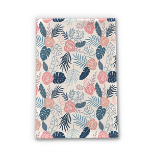 Blue and Blush Tropical Floral Tea Towel