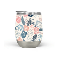 Load image into Gallery viewer, Blue and Blush Tropical Floral Stemless Wine Tumblers