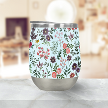 Load image into Gallery viewer, Bright Watercolor Flower - Blue - Stemless Wine Tumbler