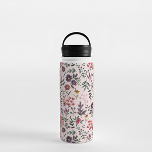 Bright Watercolor Flower - Pink - Handle Lid Water Bottle