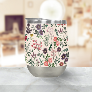 Bright Watercolor Flower Stemless Wine Tumbler [Wholesale]