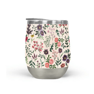 Bright Watercolor Flower Stemless Wine Tumbler [Wholesale]