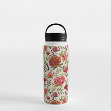 Load image into Gallery viewer, Burgundy Watercolor Floral Handle Lid Water Bottle
