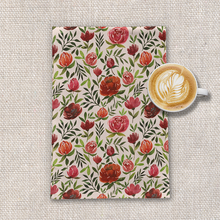 Load image into Gallery viewer, Burgundy Watercolor Floral Tea Towel