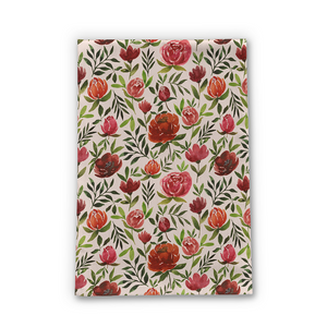 Burgundy Watercolor Floral Tea Towel