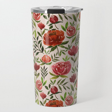 Load image into Gallery viewer, Burgundy Watercolor Floral Travel Mug