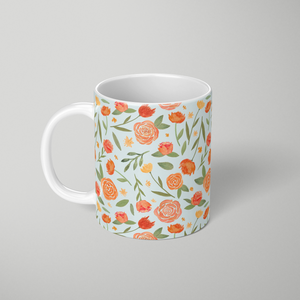 Burnt Orange Floral Pattern - Mug