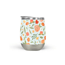 Load image into Gallery viewer, Burnt Orange Floral Pattern Stemless Wine Tumbler