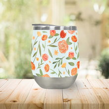 Load image into Gallery viewer, Burnt Orange Floral Pattern Stemless Wine Tumbler