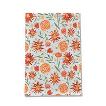 Load image into Gallery viewer, Burnt Orange Flower Burst Pattern Tea Towel