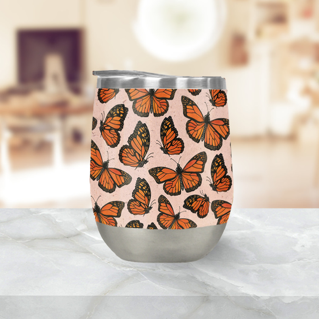 Butterfly Watercolor Stemless Wine Tumblers
