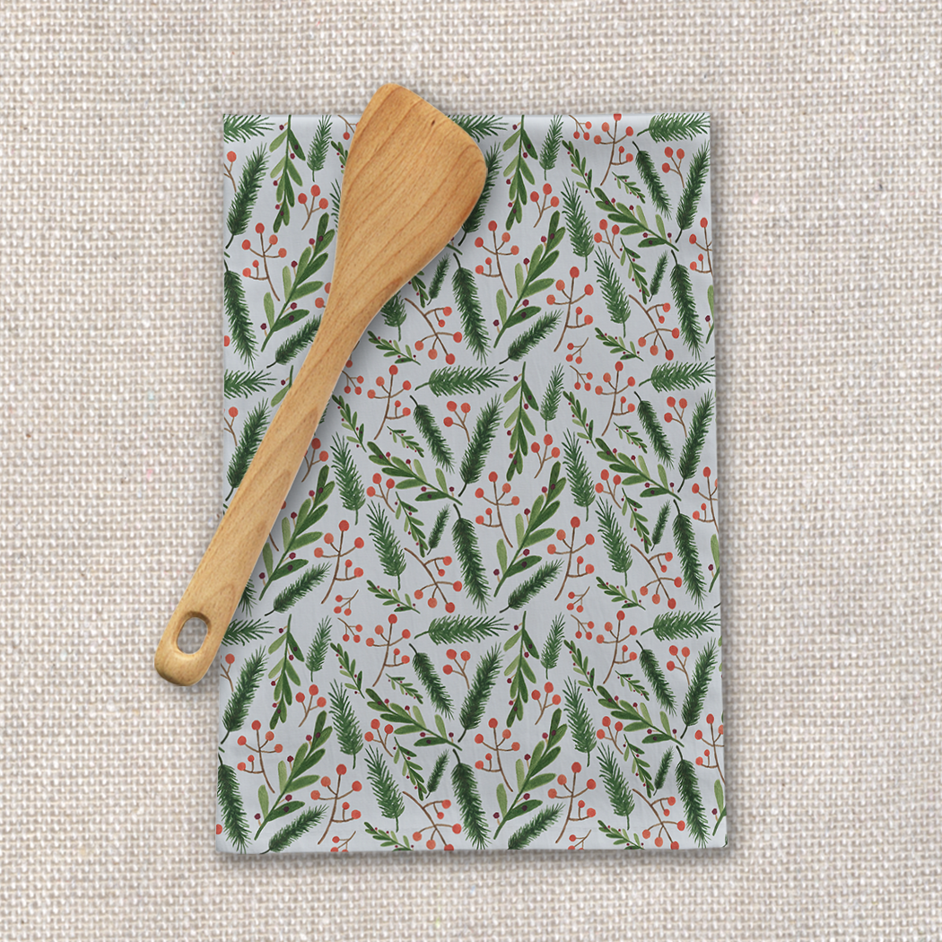 Christmas Branch Pattern Tea Towel [Wholesale]