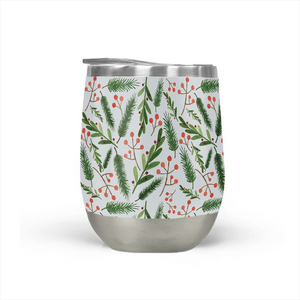 Christmas Branch Pattern Stemless Wine Tumblers