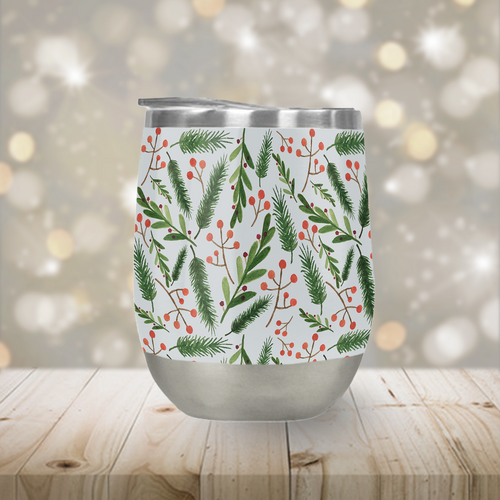 Christmas Branch Pattern Stemless Wine Tumblers [Wholesale]