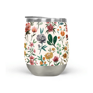 Colorful Watercolor Flowers Stemless Wine Tumbler