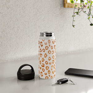 Copper Leopard Print Handle Lid Water Bottle