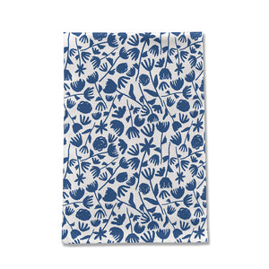 Dark Blue Floral Pattern Tea Towel [Wholesale]