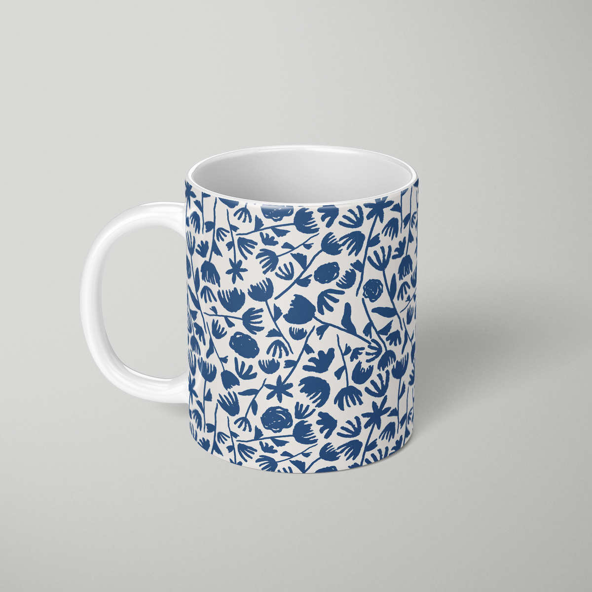 Dark Blue Floral Pattern - Mug – Lauren Ullrich Art