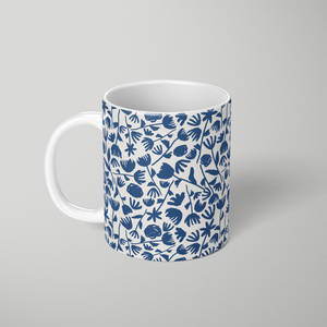 Dark Blue Floral Pattern - Mug