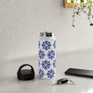 Dark Blue Tile Handle Lid Water Bottle