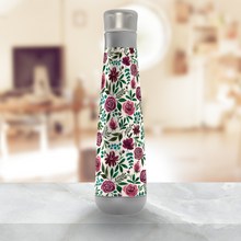 Load image into Gallery viewer, Deep Magenta Floral Eucalyptus Peristyle Water Bottle