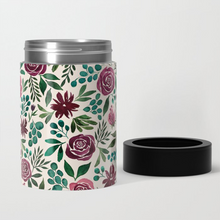 Load image into Gallery viewer, Deep Magenta Floral Eucalyptus Can Cooler/Koozie