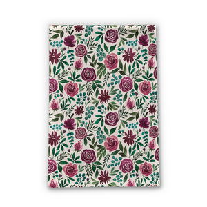 Deep Magenta Floral Eucalyptus Tea Towel [Wholesale]