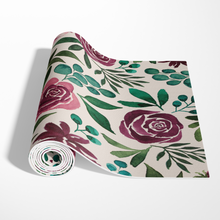 Load image into Gallery viewer, Deep Magenta Floral Eucalyptus Yoga Mat