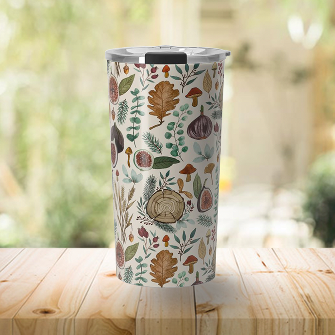 Figs, Mushrooms, and Leaves Travel Mug