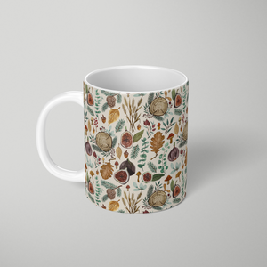 Figs, Mushrooms and Leaves Pattern - Mug