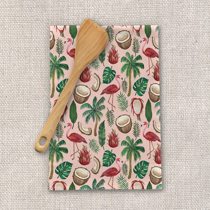 Flamingo Coconut Tea Towel