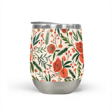 Load image into Gallery viewer, Christmas Floral Stemless Wine Tumbler