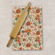 Load image into Gallery viewer, Floral Fall Pumpkin Tea Towel