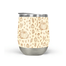 Load image into Gallery viewer, Floral Ink Pumpkin Stemless Wine Tumbler [Wholesale]
