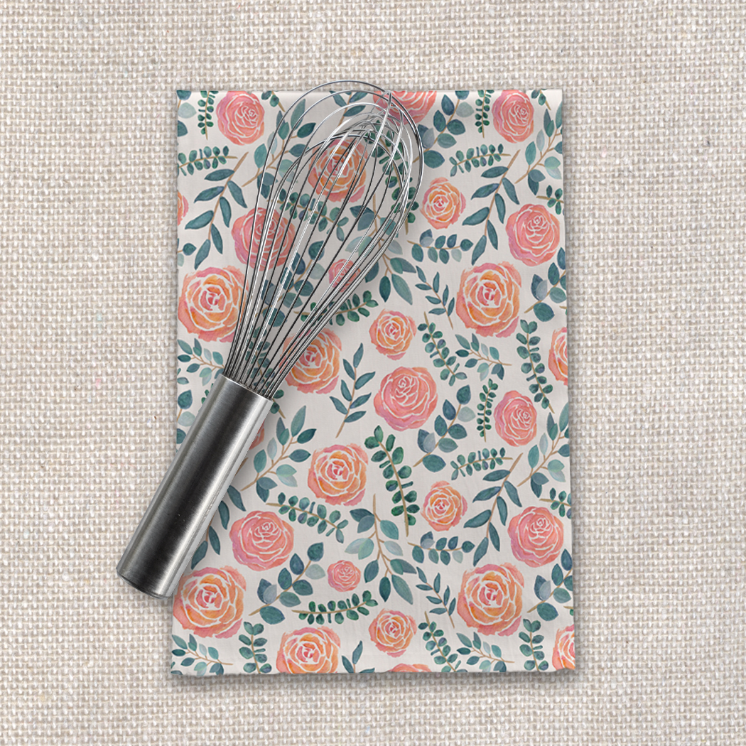 Watercolor Floral Pattern Tea Towel [Wholesale]