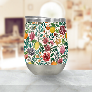 Fruit and Flowers Stemless Wine Tumbler