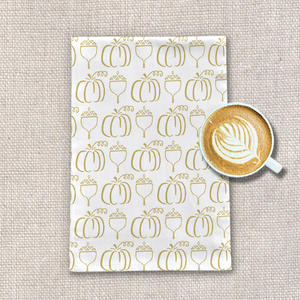 Gold Pumpkin and Acorn Pattern Tea Towel [Wholesale]