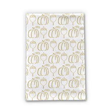 Load image into Gallery viewer, Gold Pumpkin and Acorn Pattern Tea Towel [Wholesale]