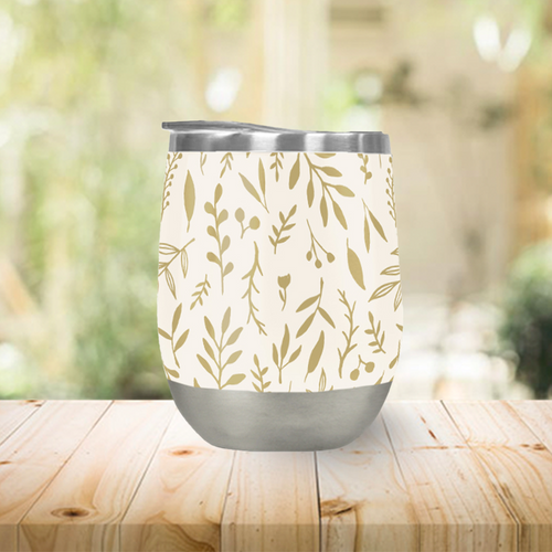 Gold Falling Leaves Stemless Wine Tumblers