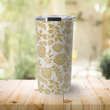 Load image into Gallery viewer, Gold Floral Travel Mug