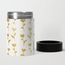 Load image into Gallery viewer, Gold Ink Flower Can Cooler/Koozie