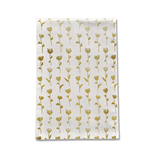 Gold Ink Flower Pattern Tea Towel
