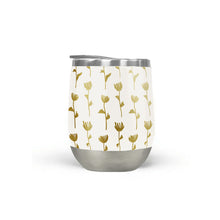 Load image into Gallery viewer, Gold Ink Flower Pattern Stemless Wine Tumbler