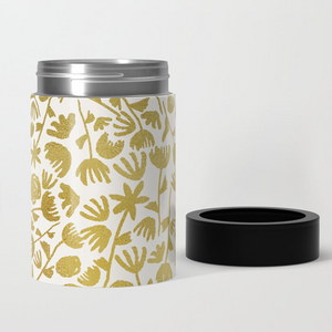 Gold Ink Floral Can Cooler/Koozie